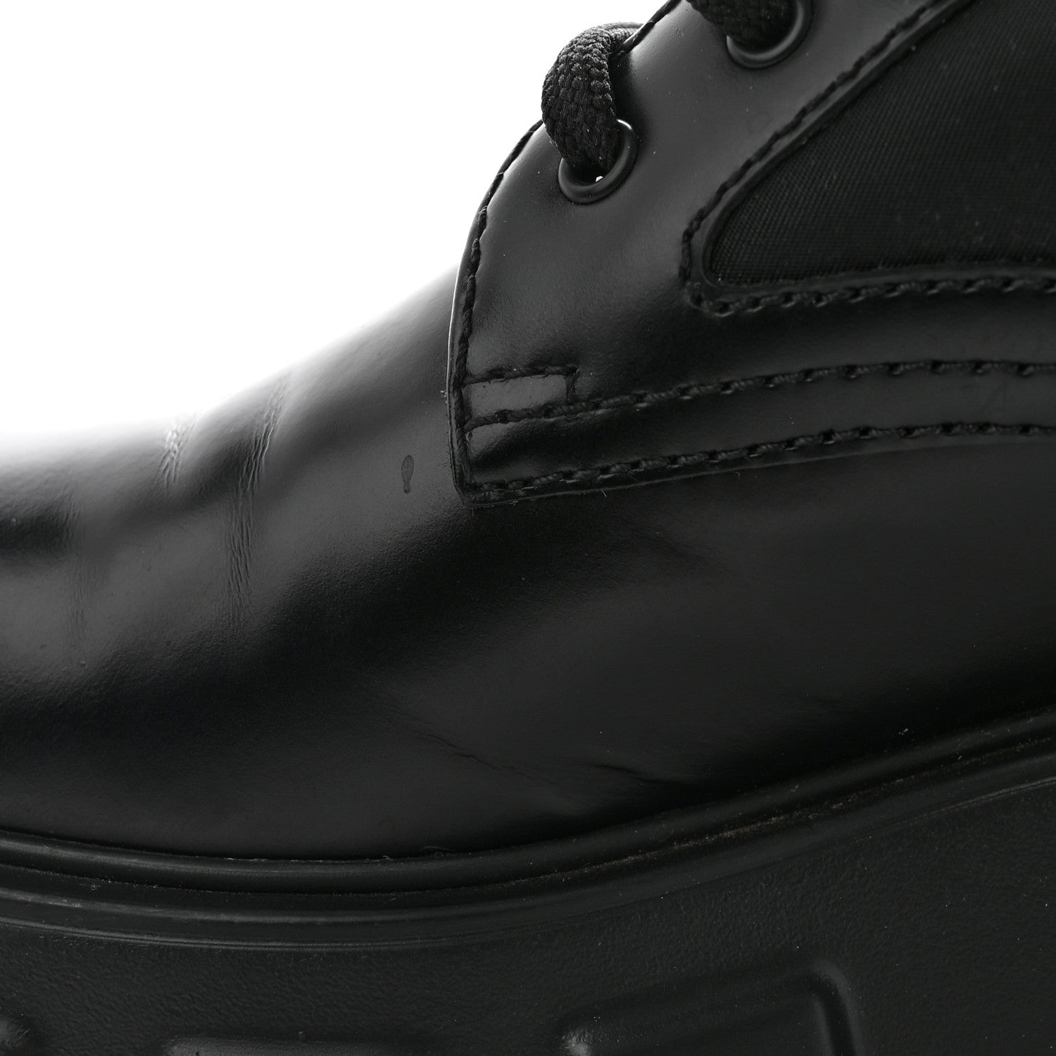 Prada Spazzolato Rois Re-Nylon Metal Triangle Logo Monolith Pouch Pocket 55mm Boots 36 Black 14 of 15