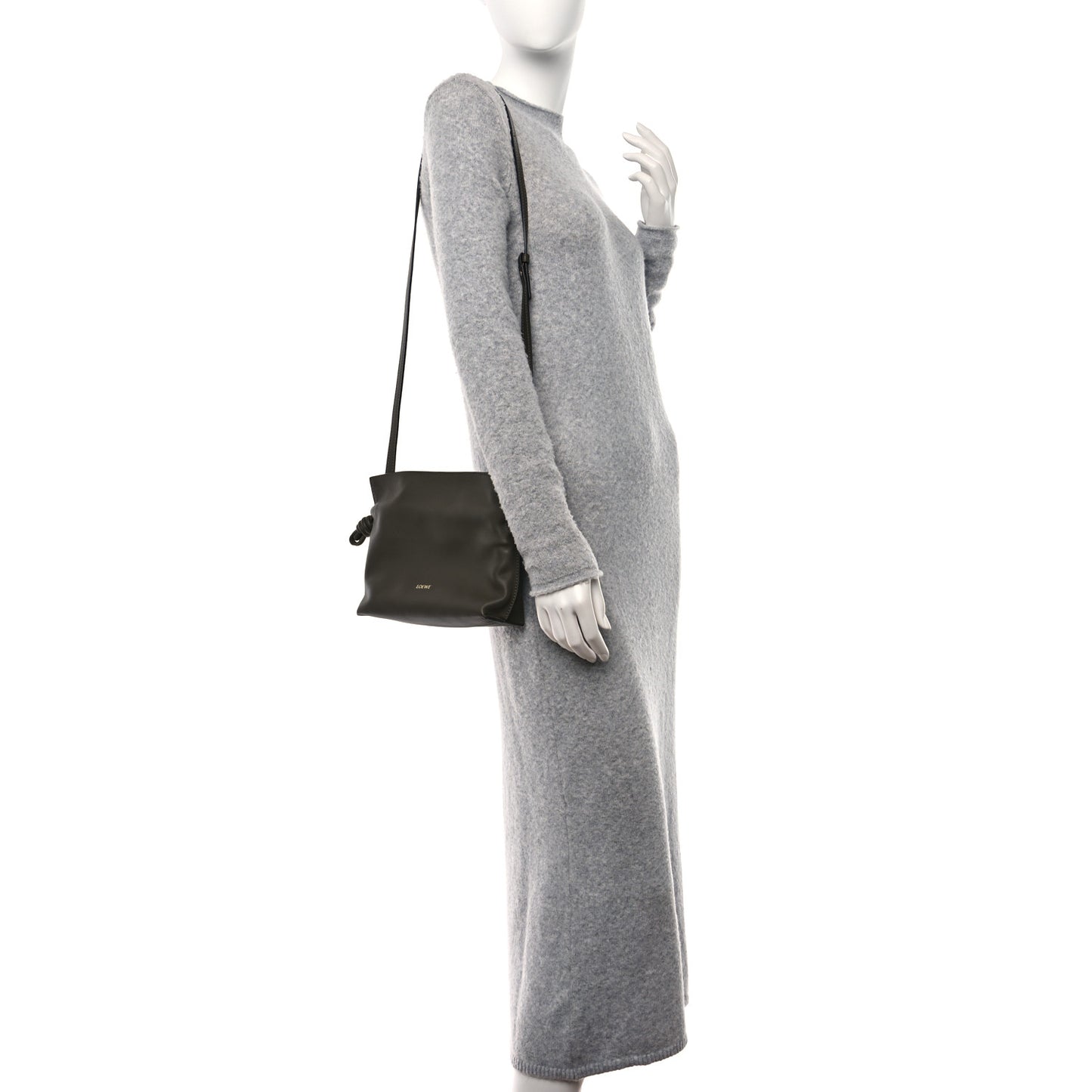 Calfskin Mini Flamenco Knot Clutch Dark Khaki