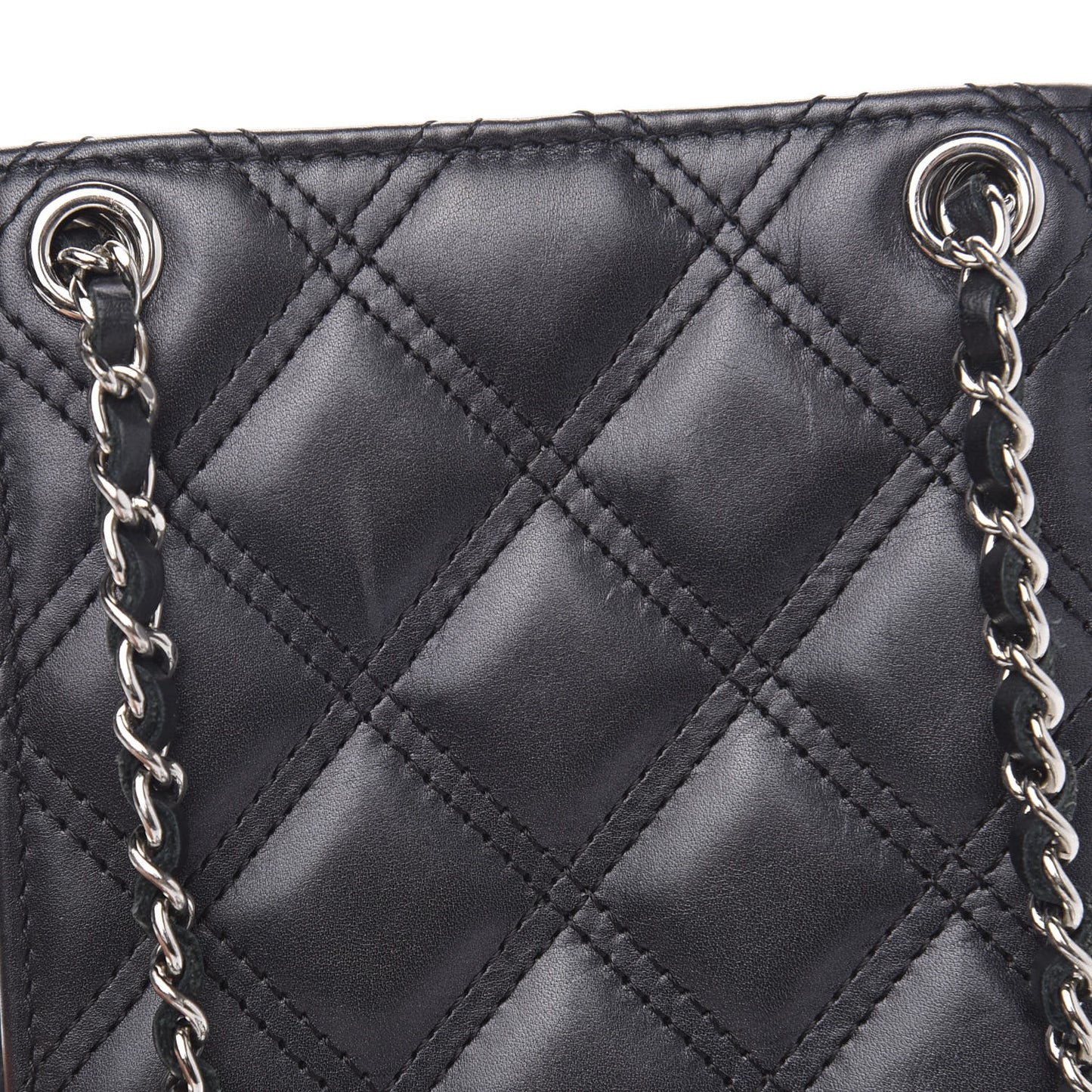 Calfskin Quilted Crossbody CC Phone Holder Black