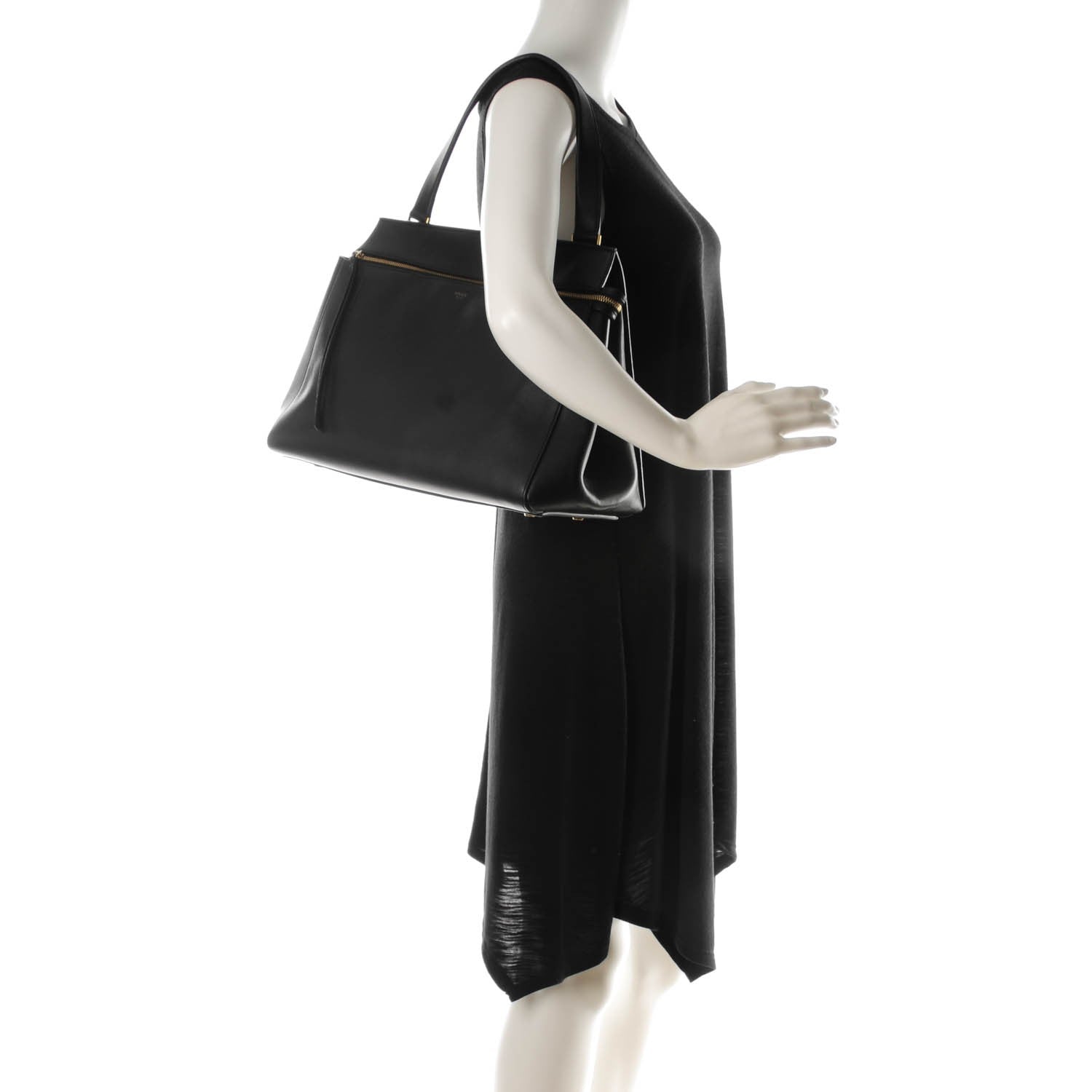 Celine Smooth Calfskin Medium Bi-Color Edge Shoulder Bag Black Navy 2 of 9