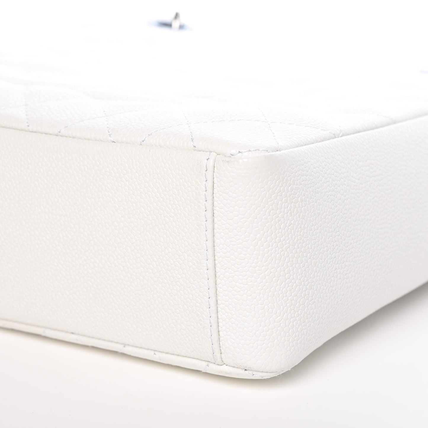 Caviar Quilted Petit Shopping Tote PST White