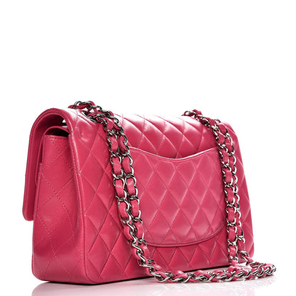 Chanel Lambskin Quilted Medium Double Flap Dark Pink 3 of 12