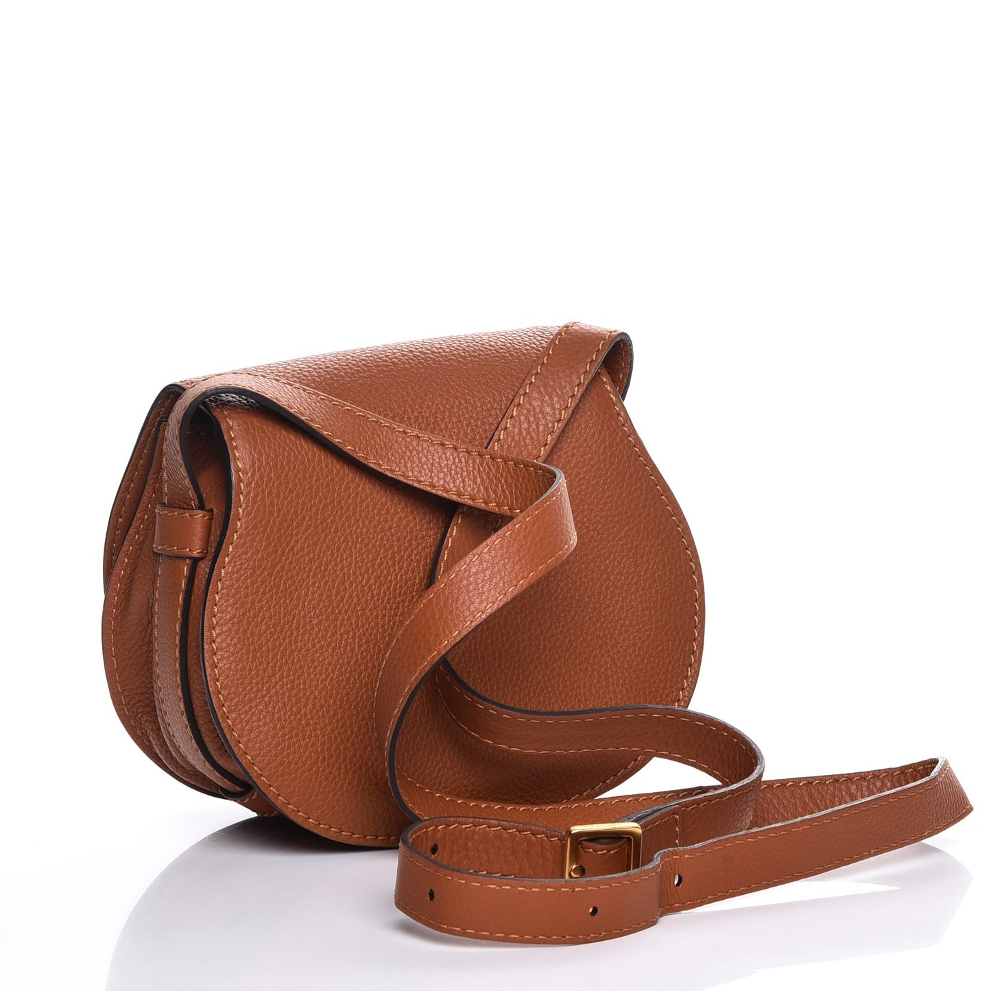 Calfskin Mini Marcie Round Crossbody Bag Tan