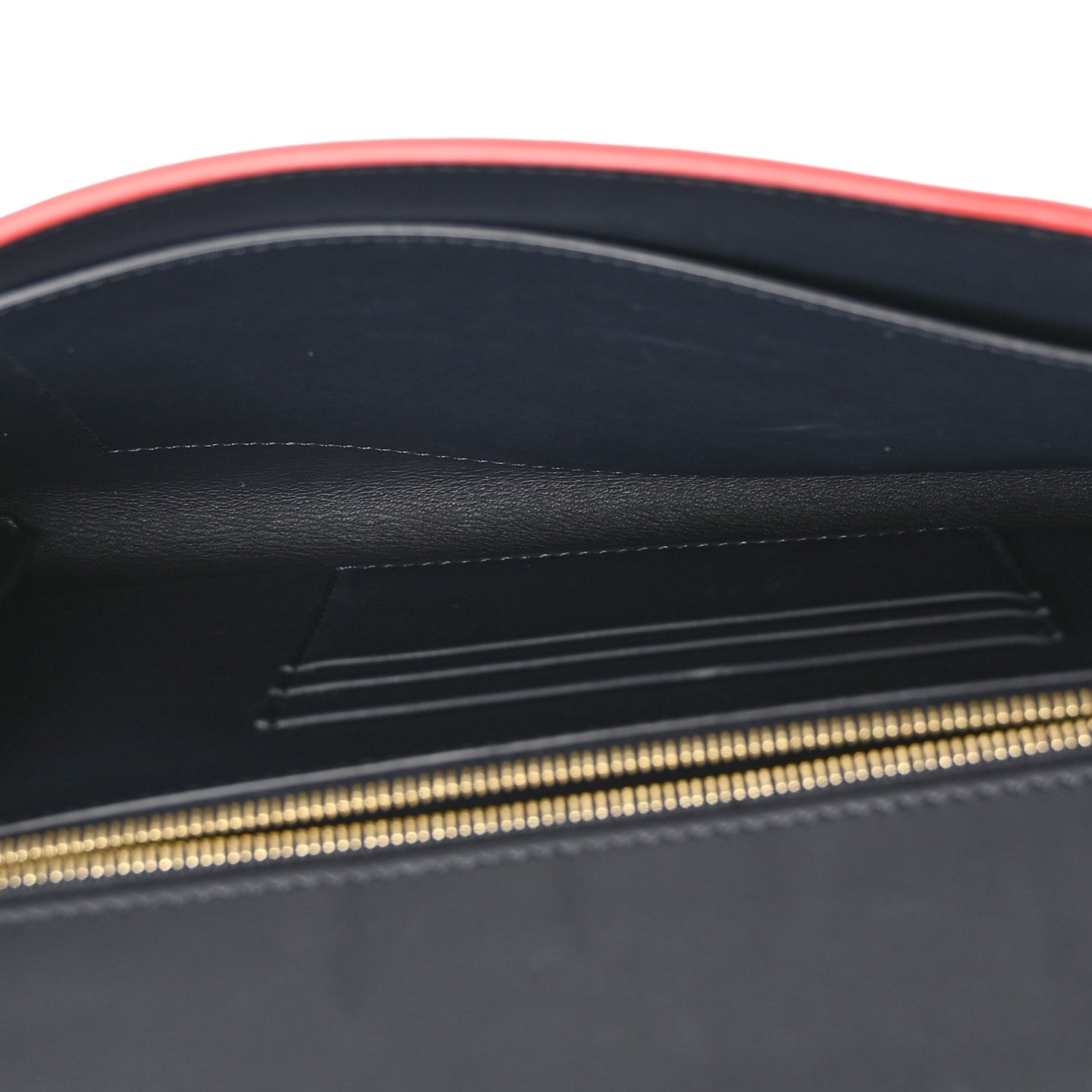 Celine Smooth Calfskin Trotteur Clutch Navy Blue Red 4 of 7
