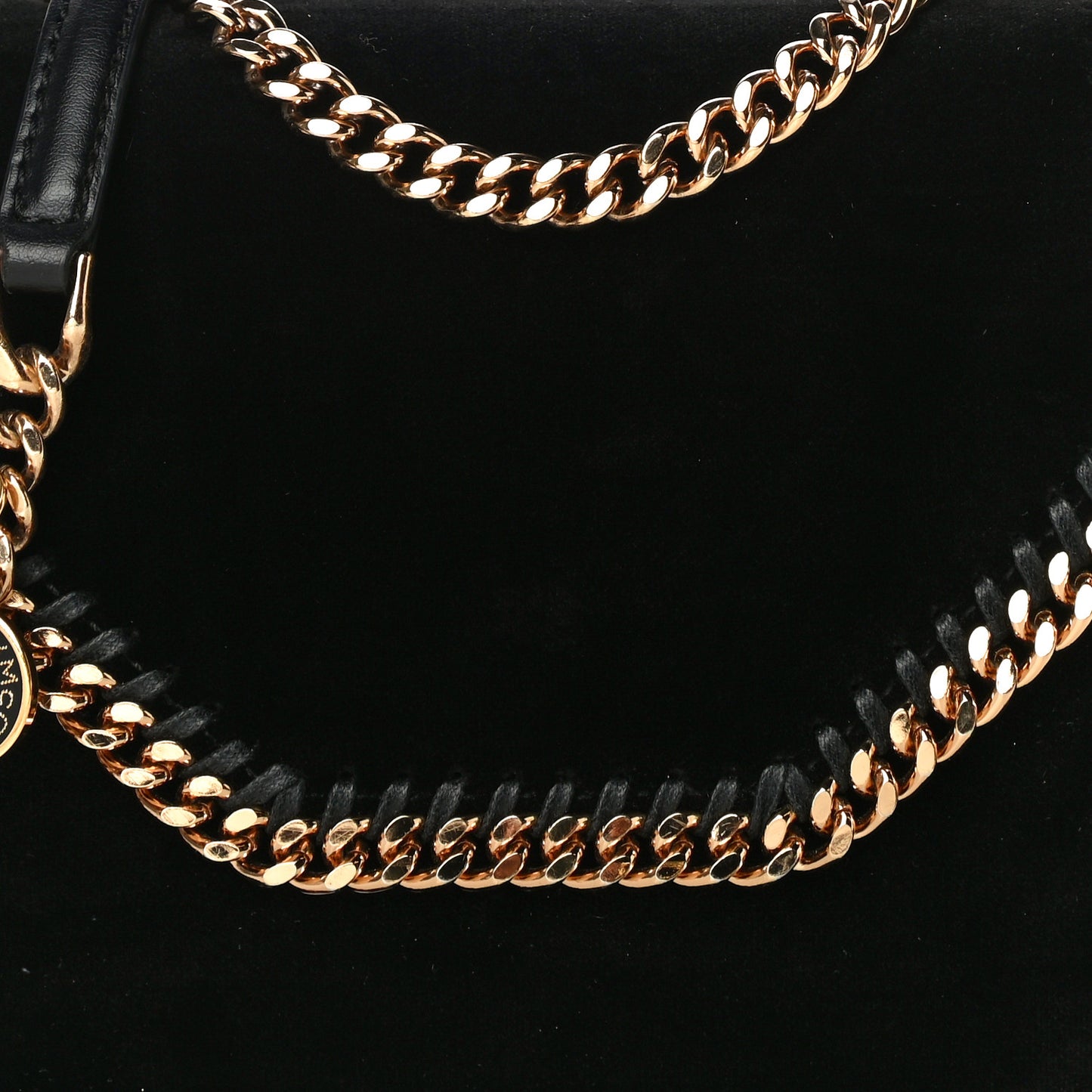 Velvet Effect Medium Falabella Box Shoulder Bag Black