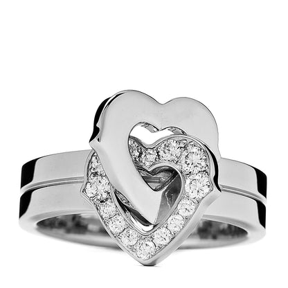 Cartier 18K White Gold Diamond Double Heart Ring 48 4.5 1 of 4