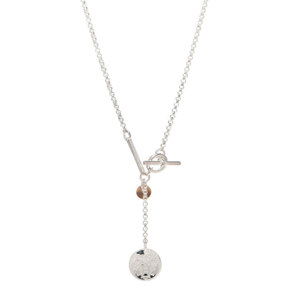 Hermes Sterling Silver 18K Rose Gold PM Ex-Libris Pendant Necklace 1 of 5