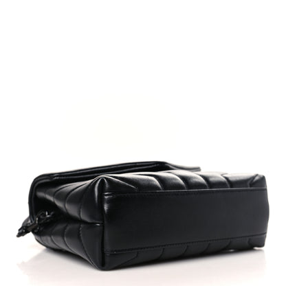 Saint Laurent Calfskin Y Quilted Monogram Monochrome Toy Loulou Crossbody Bag Black 4 of 10