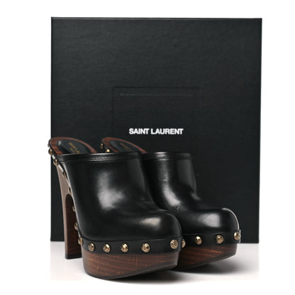 Saint Laurent Smooth Calfskin Camoy Clogs 37.5 Black 10 of 10