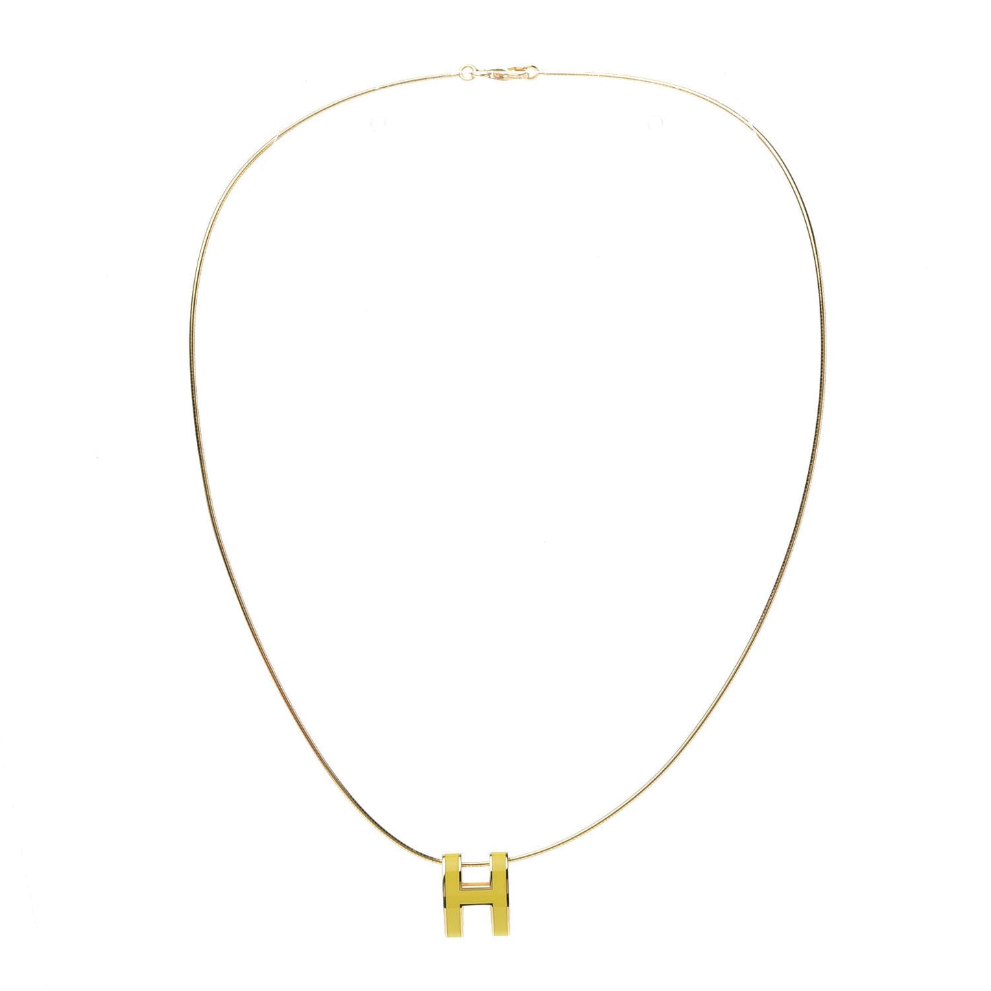 Lacquered Gold Pop H Pendant Necklace Naples Yellow