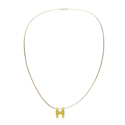 Hermes Lacquered Gold Pop H Pendant Necklace Naples Yellow 4 of 7