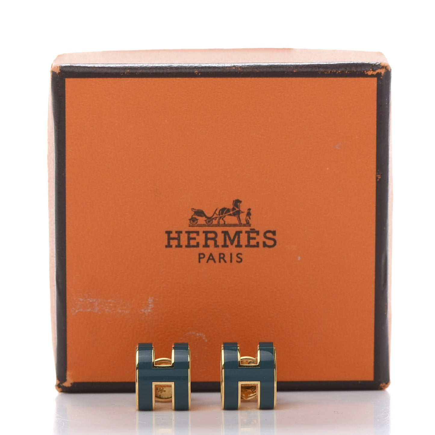 Gold Lacquered Pop H Earrings Emeraude