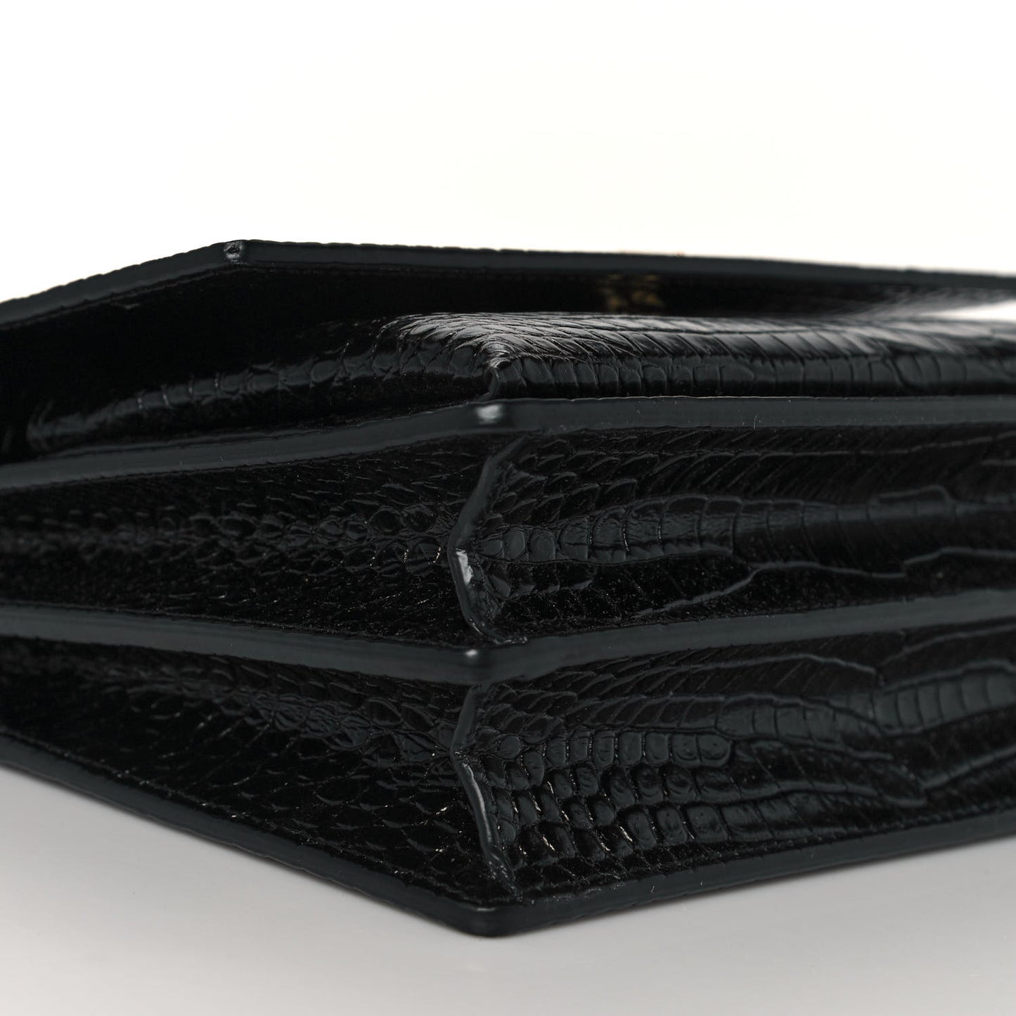Calfskin Crocodile Embossed Medium Monogram Sunset Black