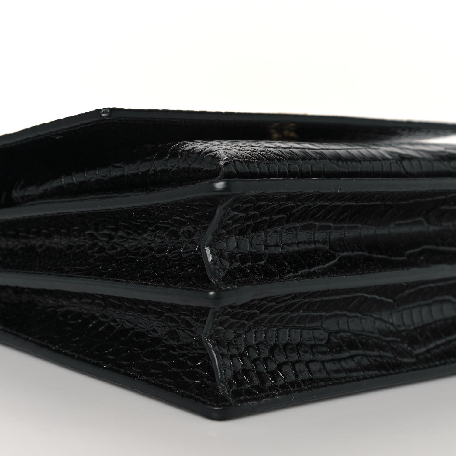 Saint Laurent Calfskin Crocodile Embossed Medium Monogram Sunset Black 6 of 7