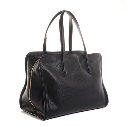 Alexander McQueen Pebbled Calfskin Skull Padlock Zip Around Tote Black 3 of 8