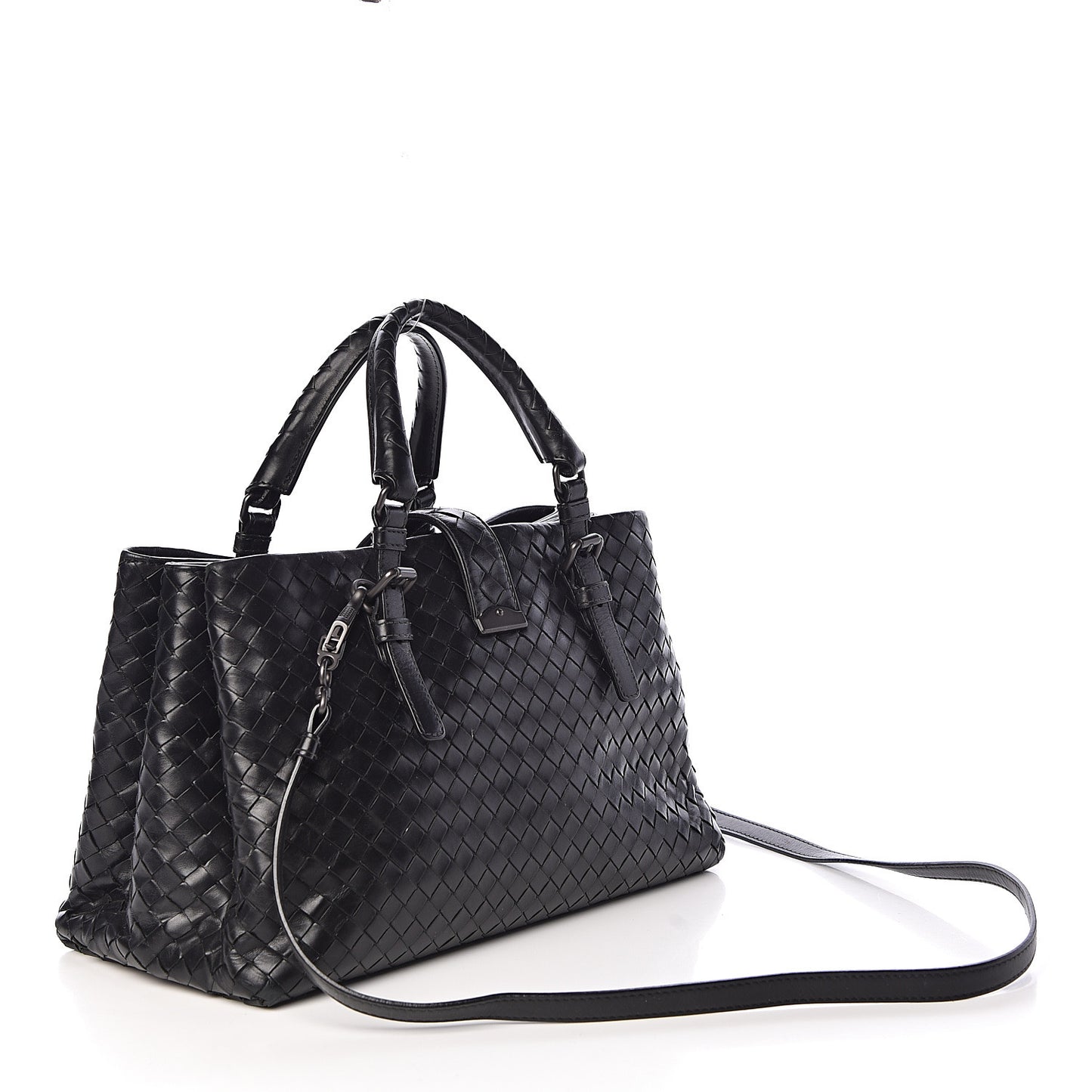 Light Calf Intrecciato Small Roma Black