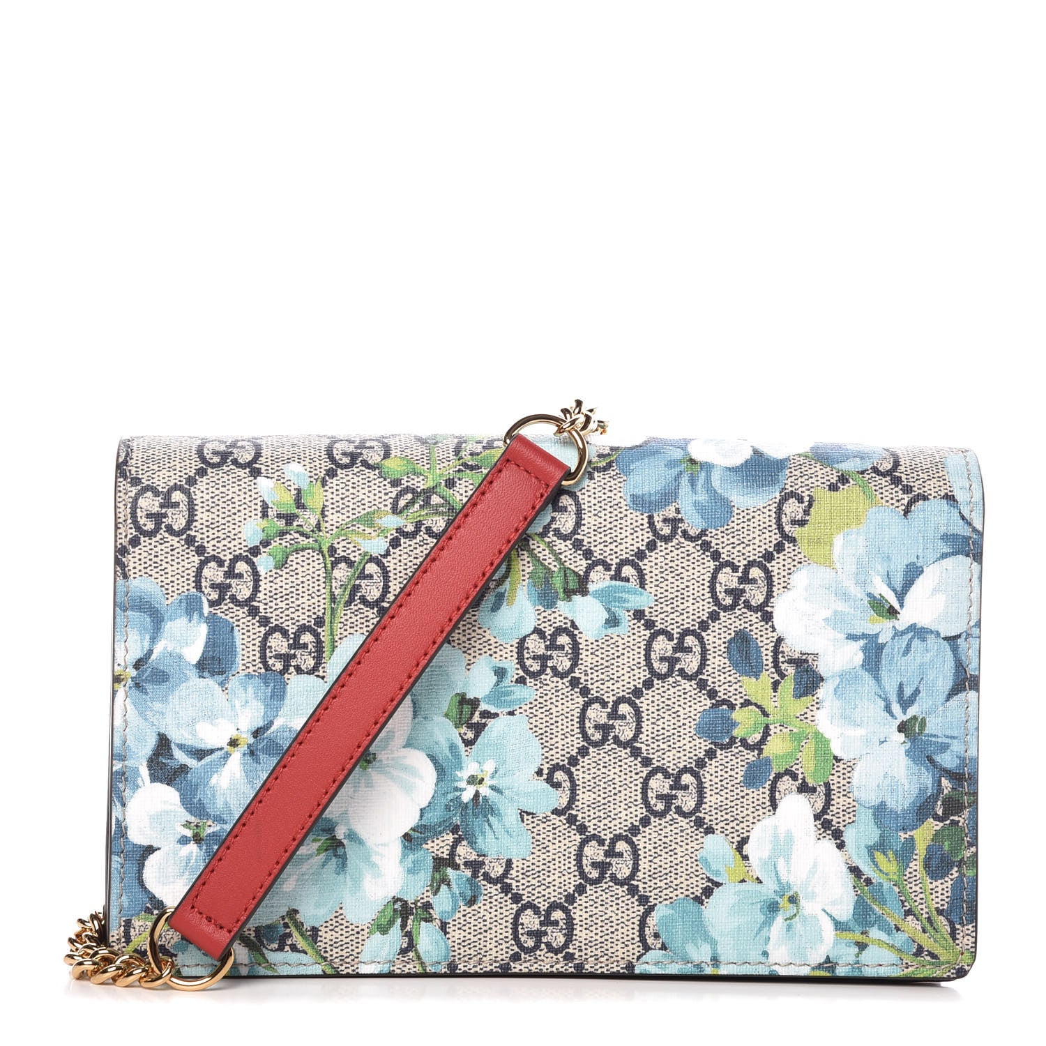 Gucci GG Supreme Monogram Blooms Chain Wallet Blue 1 of 8