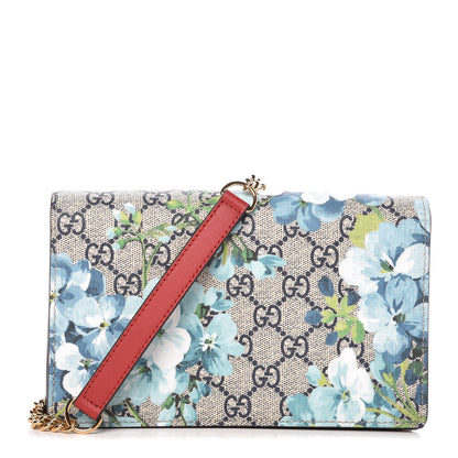 Gucci GG Supreme Monogram Blooms Chain Wallet Blue 1 of 8