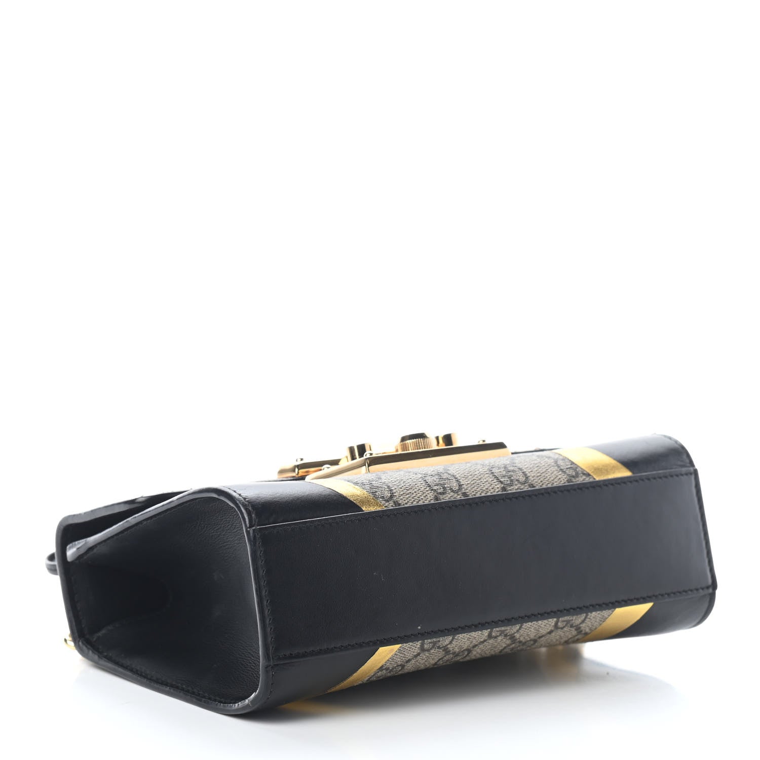 Gucci Calfskin GG Supreme Monogram Small Padlock Shoulder Bag Black Gold 4 of 9