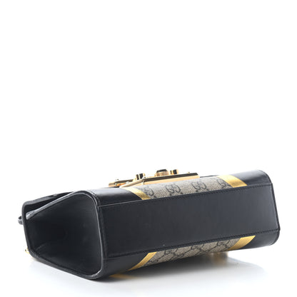 Gucci Calfskin GG Supreme Monogram Small Padlock Shoulder Bag Black Gold 4 of 9
