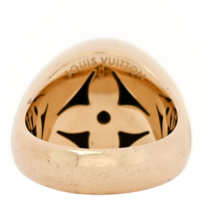 Louis Vuitton 18K Yellow Gold Diamond Malachite Blossom Signet Ring 49 5 3 of 6