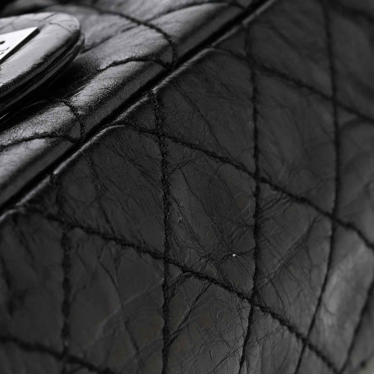 Aged Calfskin Quilted 2.55 Reissue 224 Flap Black