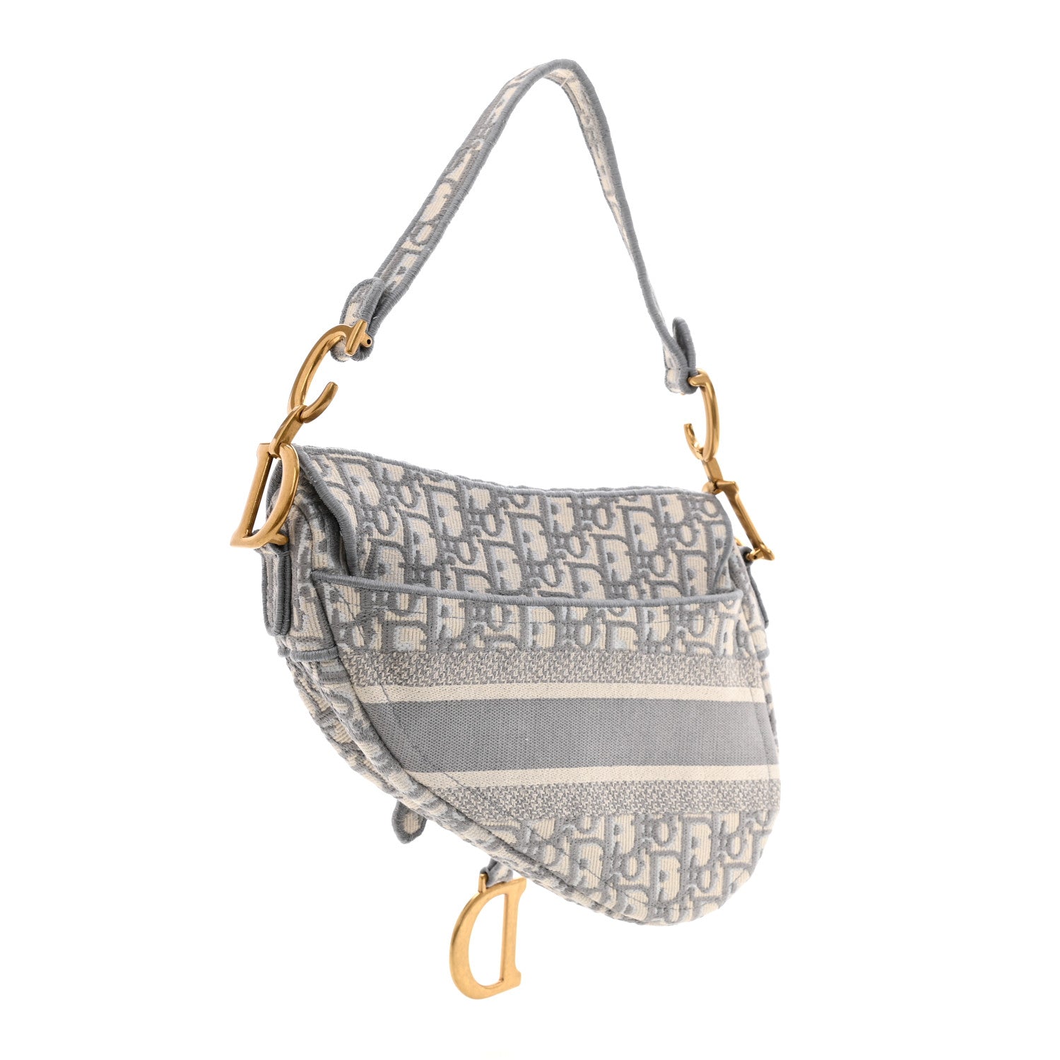 Christian Dior Oblique Embroidered Saddle Bag Gray 3 of 8