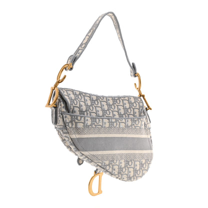 Christian Dior Oblique Embroidered Saddle Bag Gray 3 of 8