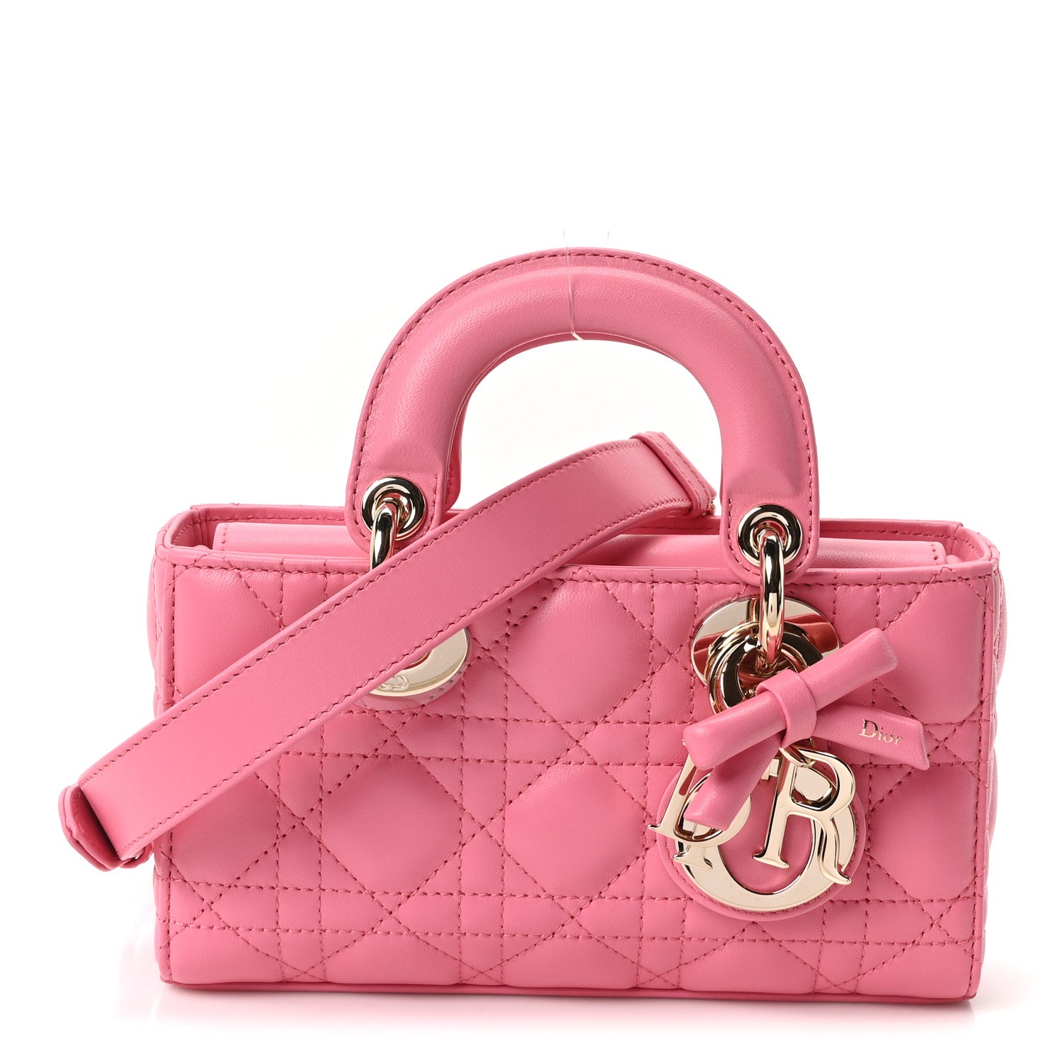 Christian Dior Lambskin Cannage Mini Lady D-Joy Fraise 1 of 9