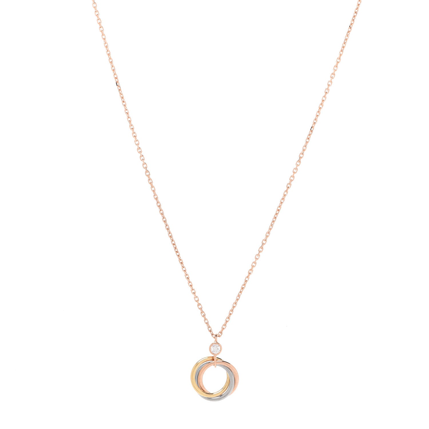 Cartier 18K Pink Yellow White Gold Diamond Trinity Pendant Necklace 1 of 6
