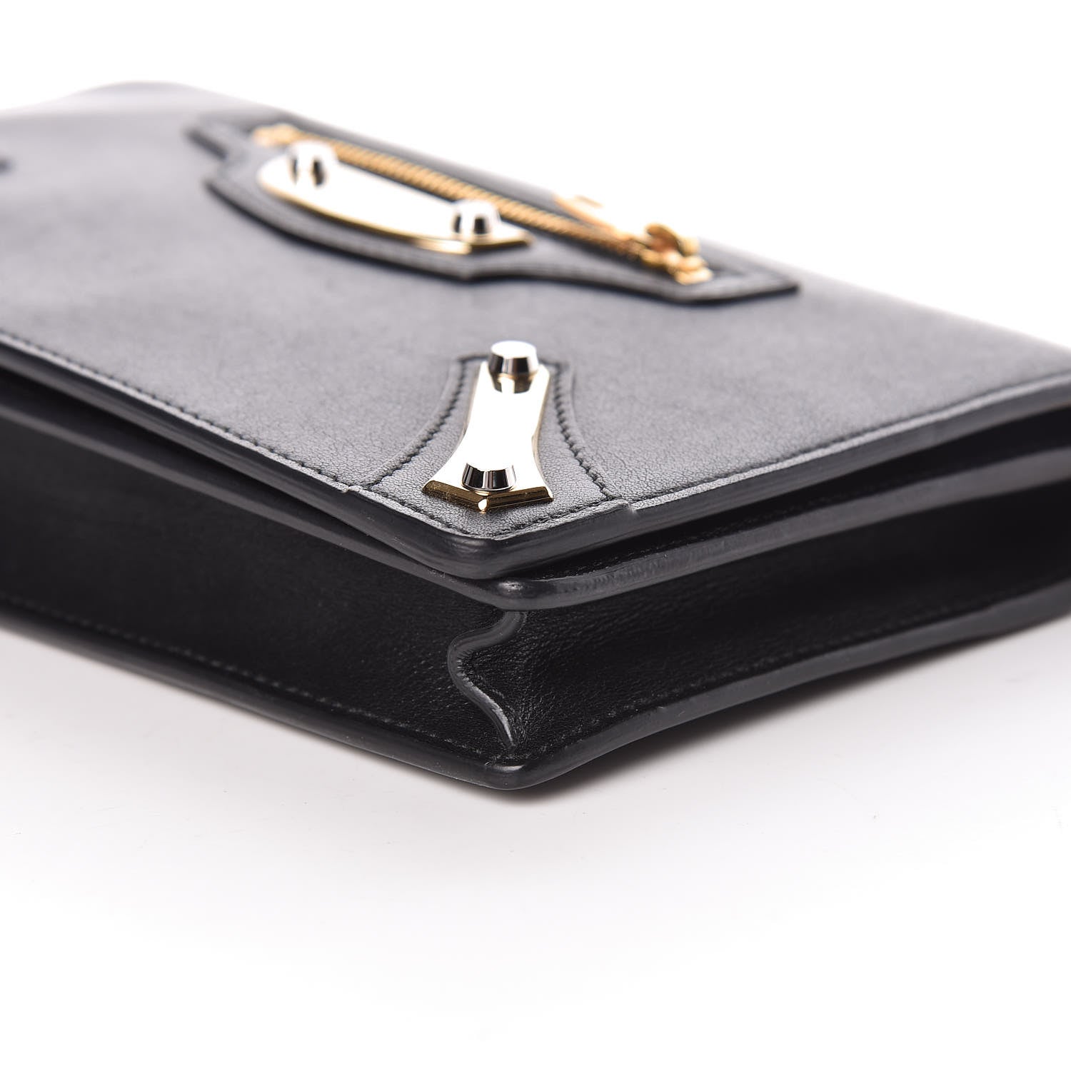 Balenciaga Veau Amp Plate Gold Chain Wallet Black 9 of 11