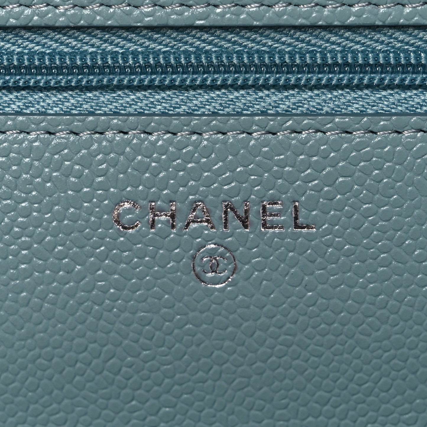 Caviar Quilted Wallet on Chain WOC Blue