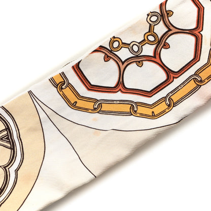 Hermes Silk Effet Kaleidoscope Twilly Orange Blanc Vermillon 5 of 5
