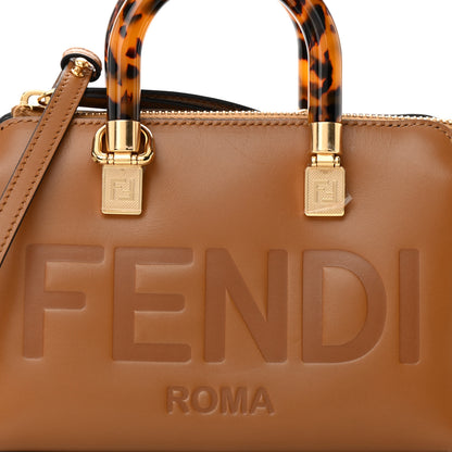 Fendi Vitello King Plexiglass Logo Embossed Mini By The Way Top Handle Boston Bag Caramello 8 of 14