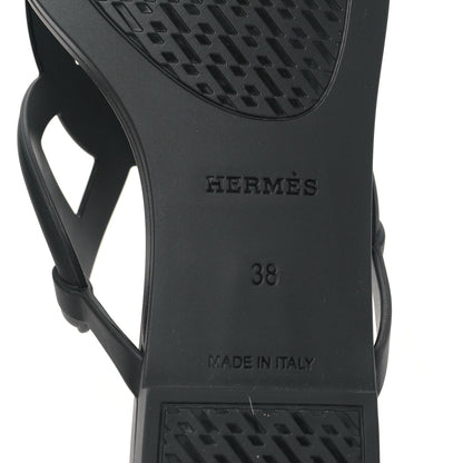 Hermes Rubber Womens Egerie Sandals 38 Black 6 of 8