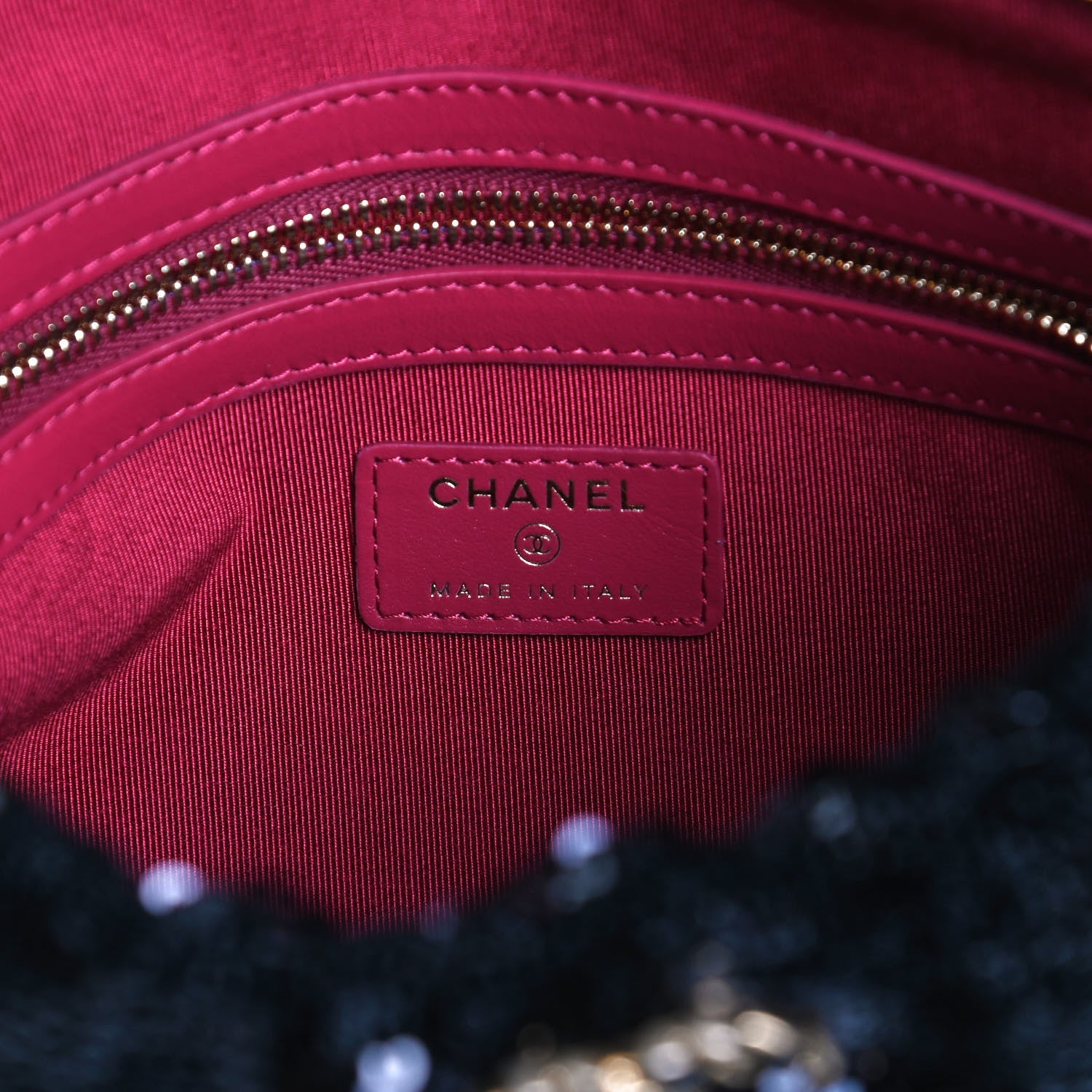 Chanel Sequins Quilted Large Chanel 19 Pouch Black 6 of 12