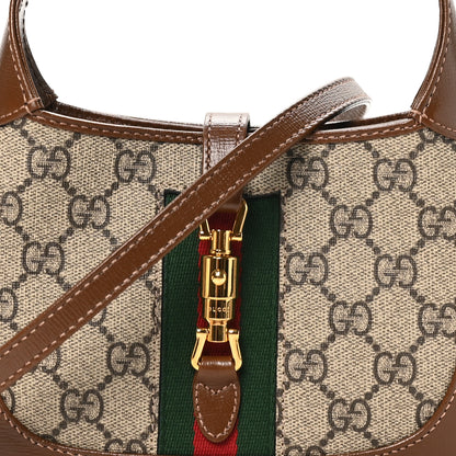 Gucci GG Supreme Monogram Azalea Calfskin Web Mini Jackie 1961 Hobo Beige Ebony Brown Sugar 8 of 10
