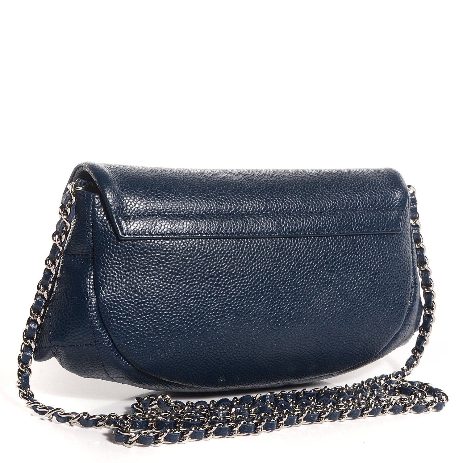 Chanel Caviar Half Moon Wallet On Chain WOC Navy Blue 3 of 9