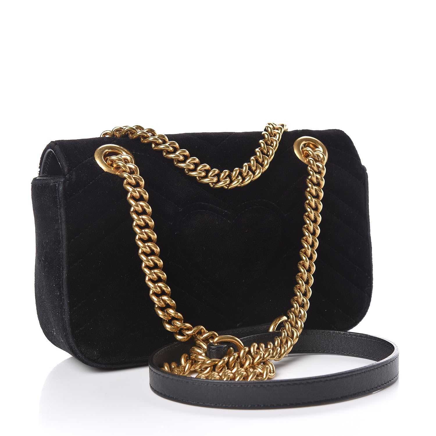 Gucci Velvet Matelasse Mini GG Marmont Shoulder Bag Black 3 of 9