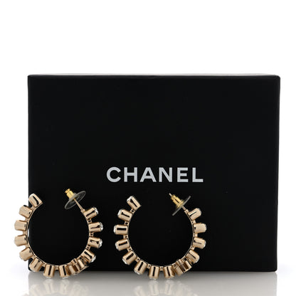 Chanel Crystal CC Hoop Earrings Gold 5 of 5