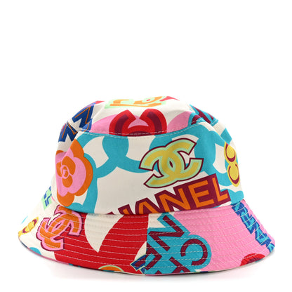 Chanel Cotton Cloche Bucket Hat M Pink Red White Turquoise 5 of 8