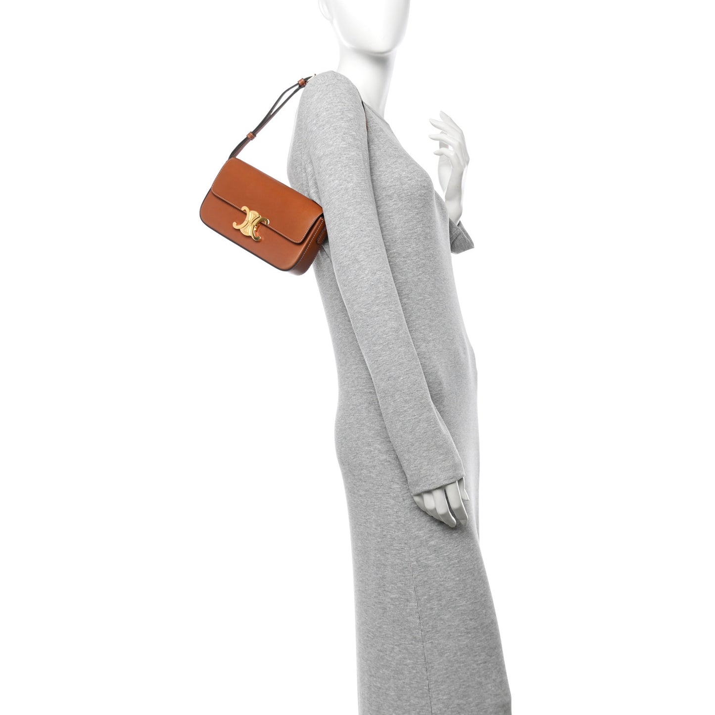 Shiny Calfskin Triomphe Shoulder Bag Tan