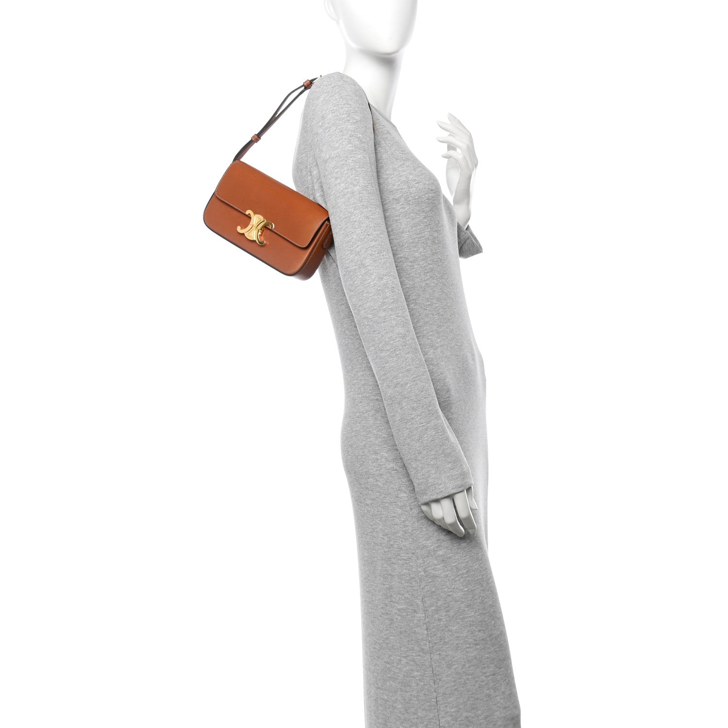 Celine Shiny Calfskin Triomphe Shoulder Bag Tan 2 of 11