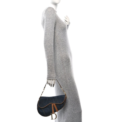 Christian Dior Denim Calfskin Saddle Bag Blue 2 of 10