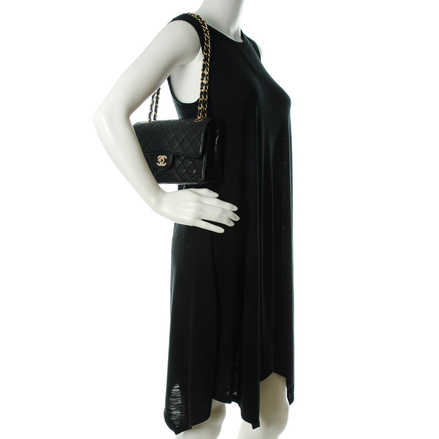 Caviar Quilted Small Double Flap Black
