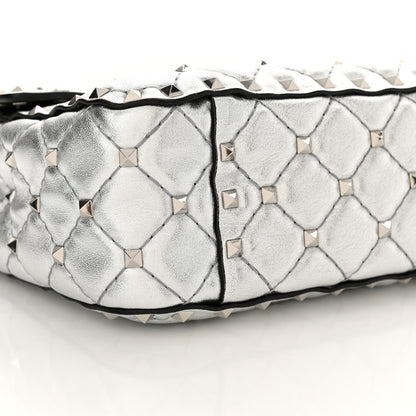 Valentino Garavani Metallic Nappa Medium Rockstud Spike Shoulder Bag Silver 8 of 9