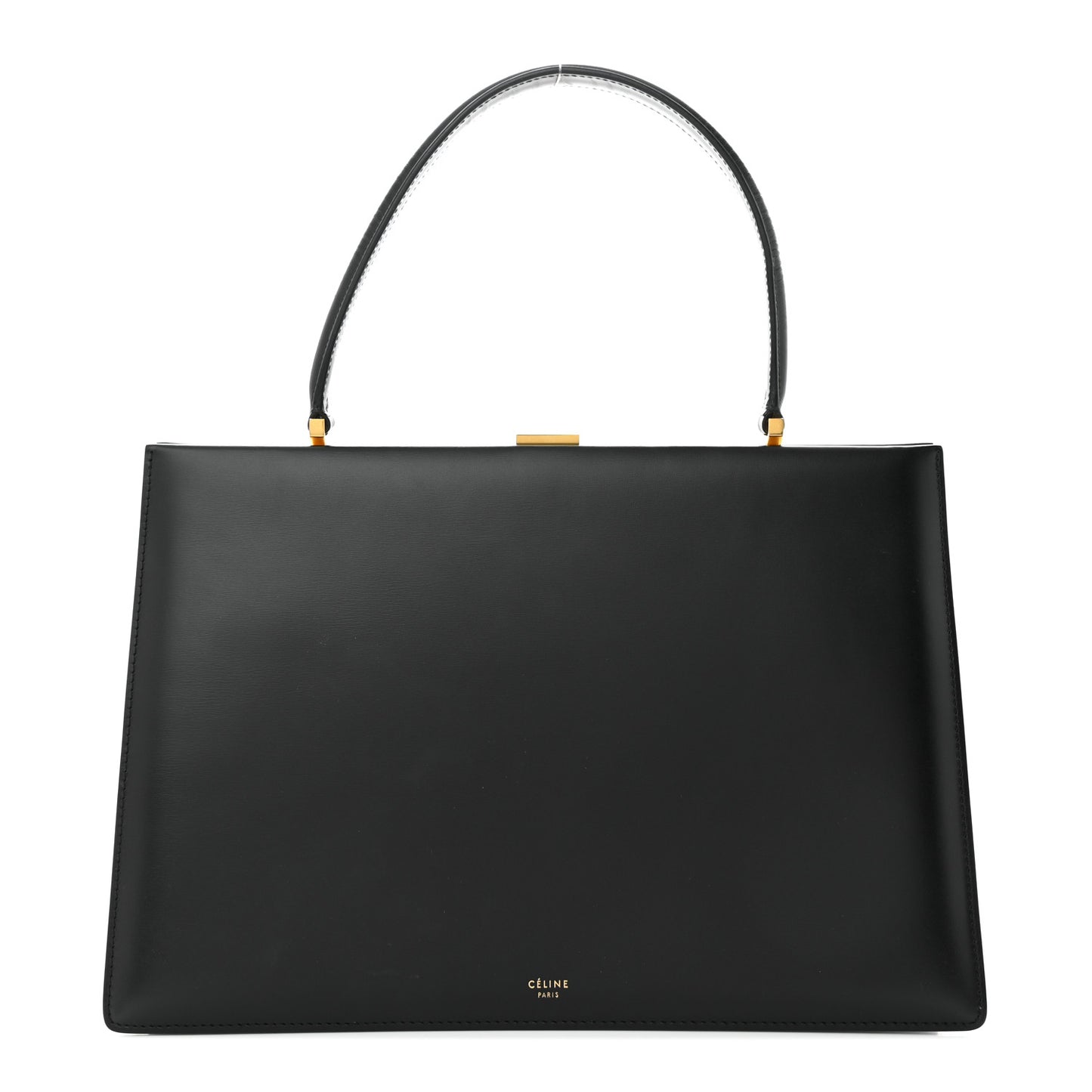 Box Calfskin Medium Clasp Bag Black