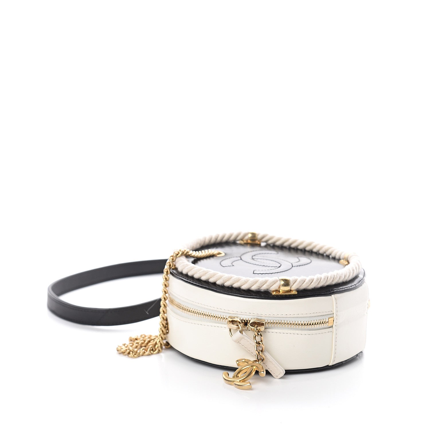 Chanel Crumpled Calfskin Cotton Small En Vogue Round Bag Black 3 of 9