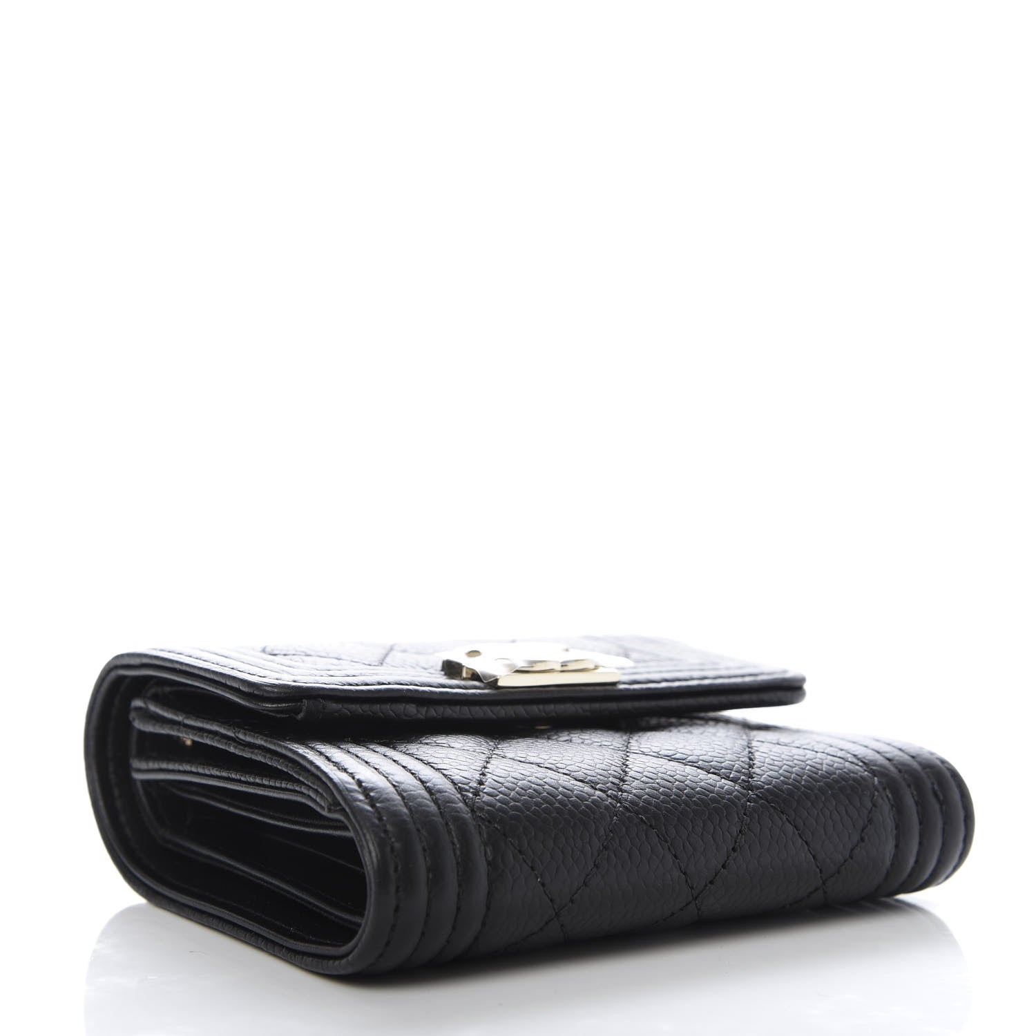 Chanel Caviar Quilted Compact Boy Wallet Black 4 of 8