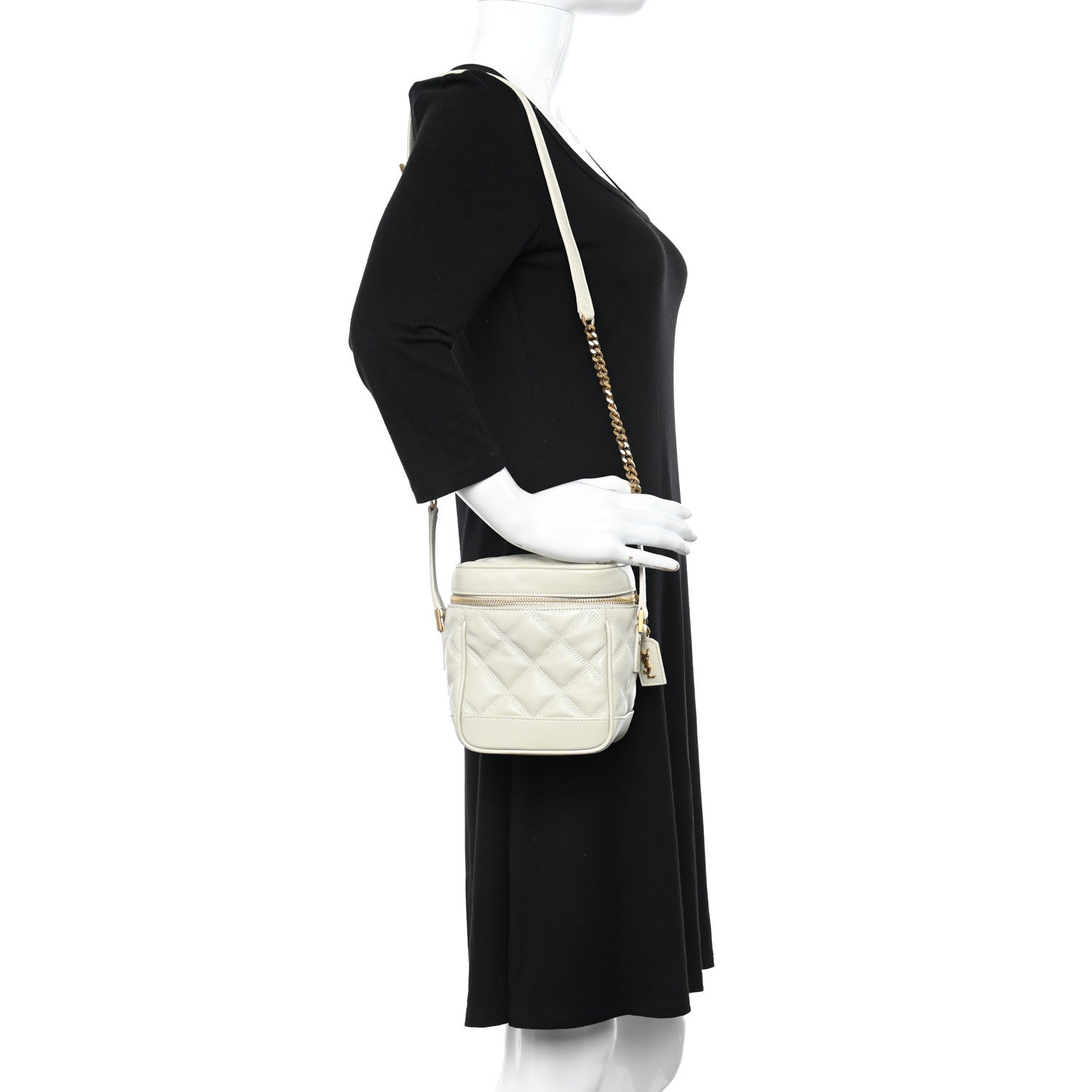 Saint Laurent Grain de Poudre Quilted 80's Vanity Bag Crema Soft 2 of 13